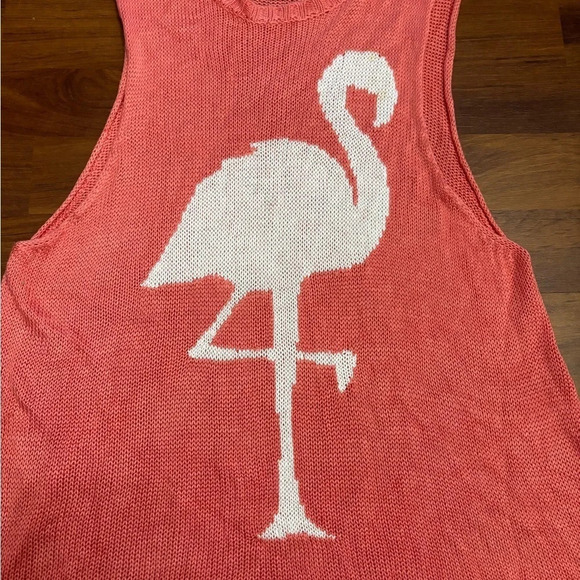 Show Me Your MuMu Owen Tank Papaya Flamingo Knit Oversized Boho Size XS - Picture 3 of 12